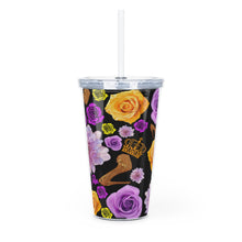 Load image into Gallery viewer, Plastic Tumbler with Straw 'Purple Gold'