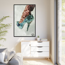 Load image into Gallery viewer, Framed Matte Canvas Art — Vibrant Underwater Kilame Shoe Print 'Coral Heels'