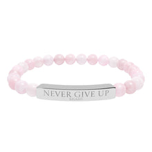 Load image into Gallery viewer, Engraved “Never give up” Natural Stone Stretch Bracelet - 7 variants - 2 colors