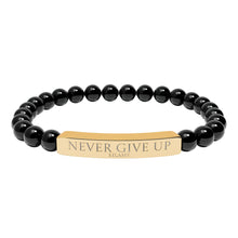 Load image into Gallery viewer, Engraved “Never give up” Natural Stone Stretch Bracelet - 7 variants - 2 colors