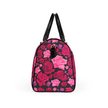 Load image into Gallery viewer, Pink Rose Travel Bag — 'Follow Your Dreams' Leather Weekend Duffle