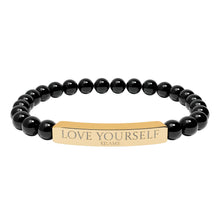 Load image into Gallery viewer, Engraved “Love Yourself” Natural Stone Stretch Bracelet - 7 variants - 2 colors