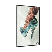 Load image into Gallery viewer, Framed Matte Canvas Art — Vibrant Underwater Kilame Shoe Print 'Coral Heels'