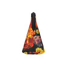 Load image into Gallery viewer, Floral Marigold Makeup Bag — Orange Bow Cosmetic Pouch