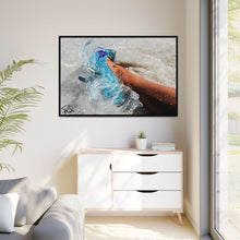 Load image into Gallery viewer, Framed Matte Canvas Art — Vibrant Underwater Kilame Shoe Print 'Aqua Couture'