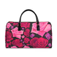 Load image into Gallery viewer, Pink Rose Travel Bag — 'Follow Your Dreams' Leather Weekend Duffle
