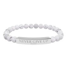 Load image into Gallery viewer, Engraved “Never give up” Natural Stone Stretch Bracelet - 7 variants - 2 colors