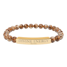Load image into Gallery viewer, Engraved 'Divine Energy' Natural Stone Stretch Bracelet - 7 variants - 2 colors