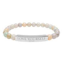 Load image into Gallery viewer, Engraved “Love Yourself” Natural Stone Stretch Bracelet - 7 variants - 2 colors