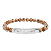 Load image into Gallery viewer, Engraved “Love Yourself” Natural Stone Stretch Bracelet - 7 variants - 2 colors