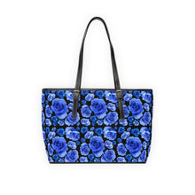 Load image into Gallery viewer, Blue Rose Bow PU Leather Shoulder Bag – Floral Tote for Women