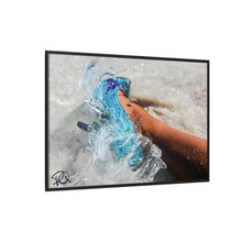 Load image into Gallery viewer, Framed Matte Canvas Art — Vibrant Underwater Kilame Shoe Print 'Aqua Couture'