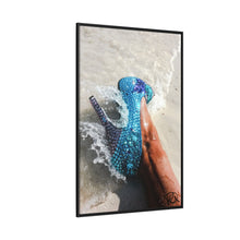 Load image into Gallery viewer, Framed Matte Canvas Art — Vibrant Underwater Kilame Shoe Print 'Oceanic Walk'