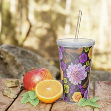Load image into Gallery viewer, Plastic Tumbler with Straw 'Purple Gold'