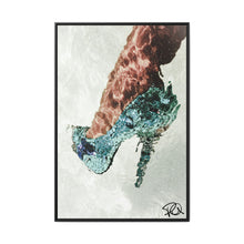 Load image into Gallery viewer, Framed Matte Canvas Art — Vibrant Underwater Kilame Shoe Print 'Coral Heels'