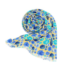 Load image into Gallery viewer, Light Scarf — Blue Watercolor Floral Lightweight Scarf
