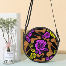 Load image into Gallery viewer, Round Satchel Bag 'Purple Gold'