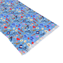 Load image into Gallery viewer, Blue Floral & Bird Lightweight Scarf — Spring Garden Print