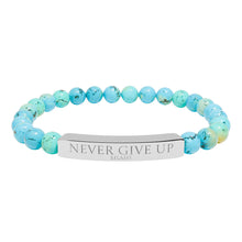 Load image into Gallery viewer, Engraved “Never give up” Natural Stone Stretch Bracelet - 7 variants - 2 colors