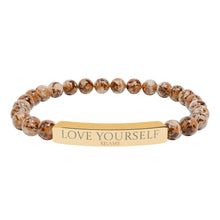 Load image into Gallery viewer, Engraved “Love Yourself” Natural Stone Stretch Bracelet - 7 variants - 2 colors