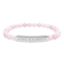 Load image into Gallery viewer, Engraved “Love Yourself” Natural Stone Stretch Bracelet - 7 variants - 2 colors