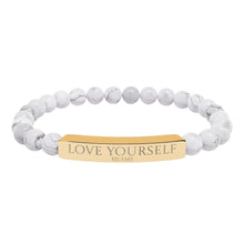 Load image into Gallery viewer, Engraved “Love Yourself” Natural Stone Stretch Bracelet - 7 variants - 2 colors