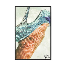 Load image into Gallery viewer, Framed Matte Canvas Art — Vibrant Underwater Kilame Shoe Print 'Maritime Mirage'