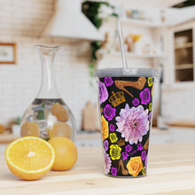 Load image into Gallery viewer, Plastic Tumbler with Straw 'Purple Gold'
