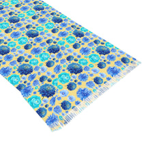 Load image into Gallery viewer, Light Scarf — Blue Watercolor Floral Lightweight Scarf
