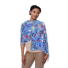 Load image into Gallery viewer, Blue Floral & Bird Lightweight Scarf — Spring Garden Print