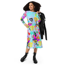 Load image into Gallery viewer, Long sleeve midi dress 'Wynwood Art'
