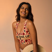 Load image into Gallery viewer, Longline sports bra 'Never give up'