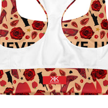 Load image into Gallery viewer, Longline sports bra 'Never give up'
