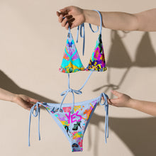 Load image into Gallery viewer, All-over print recycled string bikini 'Miami Art'
