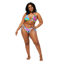 Load image into Gallery viewer, All-over print recycled string bikini 'Miami Art'