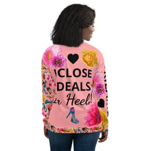 Load image into Gallery viewer, Bomber Jacket 'I close deals in heels'