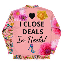 Load image into Gallery viewer, Bomber Jacket 'I close deals in heels'