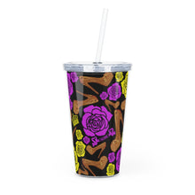 Load image into Gallery viewer, Plastic Tumbler with Straw 'Purple Gold'