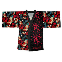 Load image into Gallery viewer, Long Sleeve Kimono Robe 'Fiori rosso nero'
