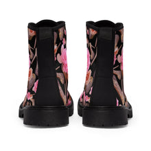 Load image into Gallery viewer, Women's Canvas Boots 'Rose pink flower'