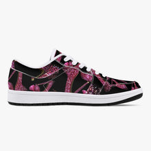 Load image into Gallery viewer, Low-Top Leather Sneakers - White/Black 'Pink crystals shoes'