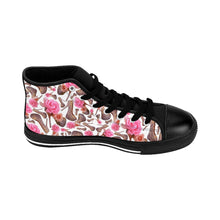 Load image into Gallery viewer, Women's High-top Sneakers 'Rose pink flower'