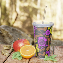 Load image into Gallery viewer, Plastic Tumbler with Straw 'Purple Gold'