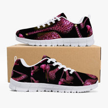 Load image into Gallery viewer, Classic Lightweight Mesh Sneakers - White/Black 'Pink crystals shoes'