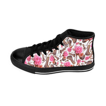 Load image into Gallery viewer, Women's High-top Sneakers 'Rose pink flower'