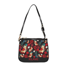 Load image into Gallery viewer, Small Shoulder Bag 'Fiori rosso nero'