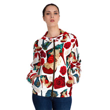 Load image into Gallery viewer, Women’s Full-Zip Hoodie 'Fiori tricolore'