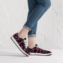 Load image into Gallery viewer, Low-Top Leather Sneakers - White/Black 'Pink crystals shoes'