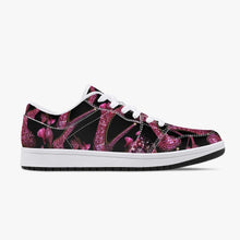 Load image into Gallery viewer, Low-Top Leather Sneakers - White/Black 'Pink crystals shoes'