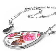 Load image into Gallery viewer, Oval Necklace 'Rose pink flower'
